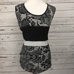Worthington Petite Black & White Faux Lace Sz XLP